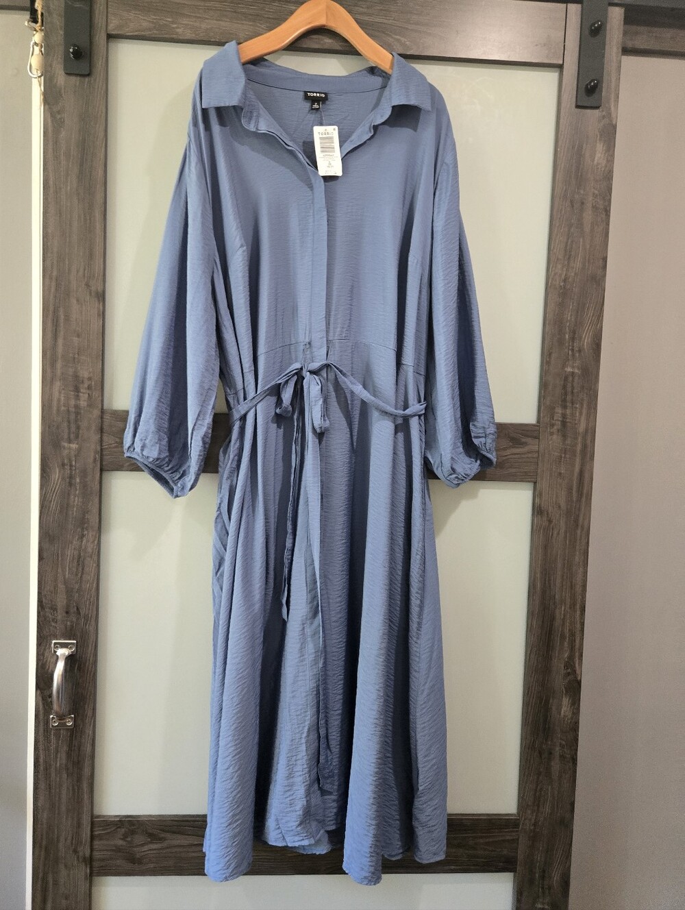 NWT Torrid Collared Tie-Front Shirt Blue Midi Dress 2X